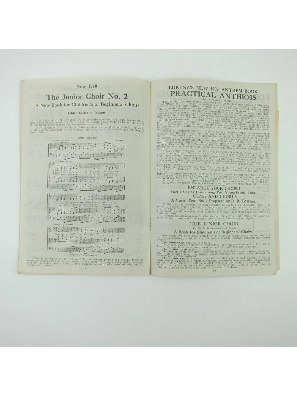 Sheet Music Catalog Sacred Choir Sunday School Lorenz Publishing Co Antique 1910